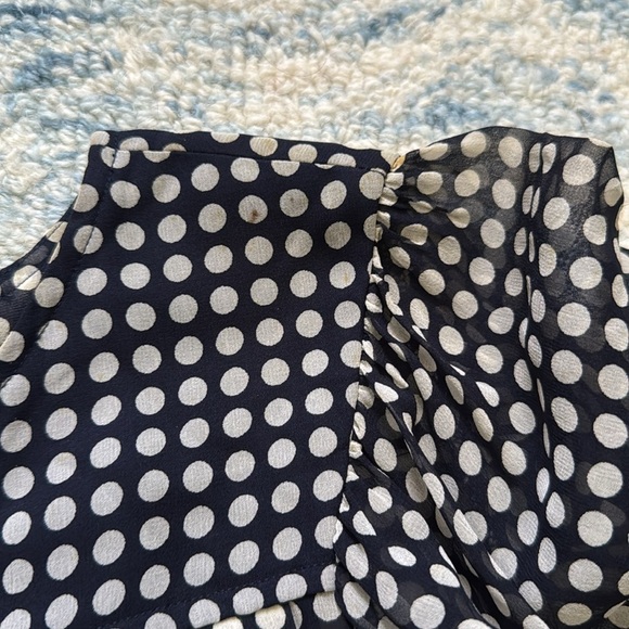 Vintage 80s Albert Nipon 100% silk polkadot pleated semi sheer dress 12 - Picture 10 of 10